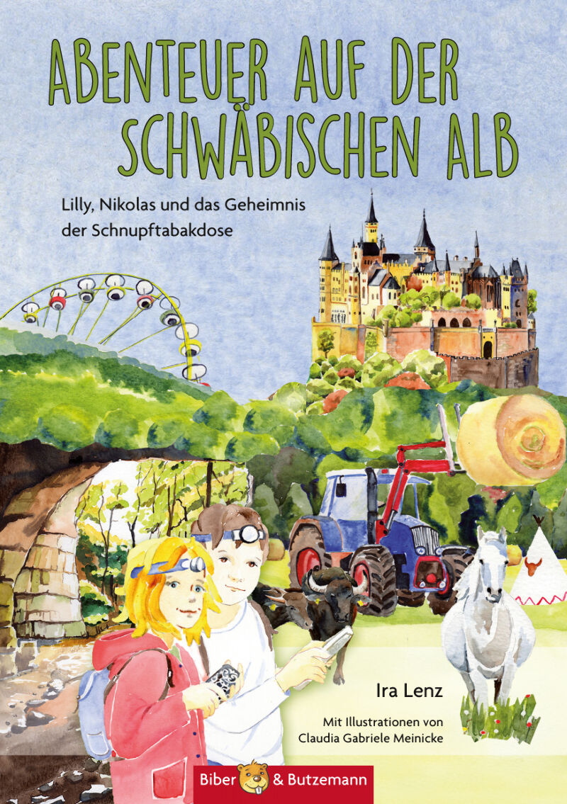 Abenteuer auf der schwäbischen Alb - Lilly, Nikolas und das Geheimnis der Schnupftabakdose, Autorin Ira Lenz, Kinderbuch, Kinderbuchverlag, Biber und Butzemann, Reiseführer für Kinder